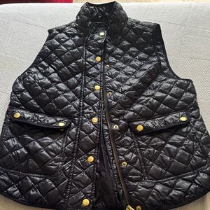 J. Crew Navy Quilted Vest with Gold Details